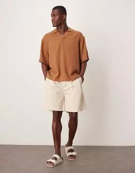 Шорты-чиносы Selected Homme со складками бежевого цвета