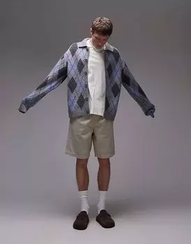 Шорты-чиносы Topman из хлопка с потертостями цвета «камень»