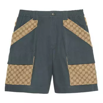 Шорты cotton canvas bermuda gg insert shorts 'dark grey' Gucci, серый