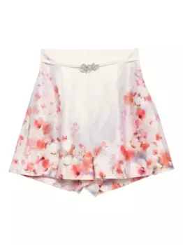 Шорты Crush с завышенной талией и цветочным принтом ZIMMERMANN, белый