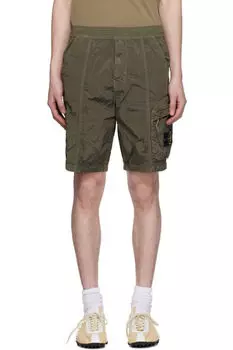 Шорты цвета хаки из нейлона и металла в экониле Stone Island