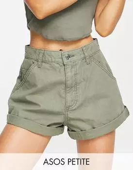 Шорты цвета хаки с напуском ASOS DESIGN Petite