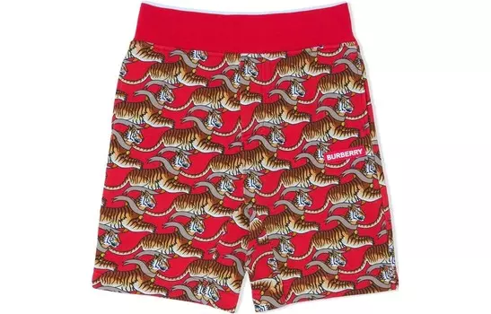 Шорты детские Burberry с принтом тигра, красный