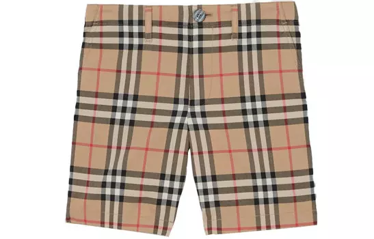 Шорты детские Burberry в клетку, хаки