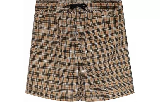 Шорты детские Burberry в мелкую клетку, хаки