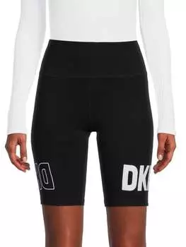 Шорты DKNY Reflect с высокой посадкой и логотипом, черный / белый