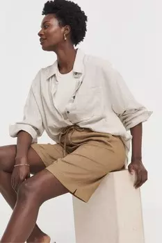 Шорты длиной до колена из смесового льна другого цвета Jd Williams, бежевый