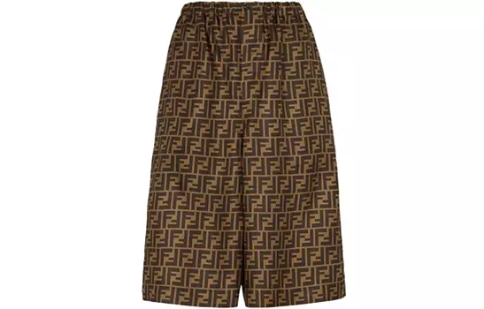 Шорты длиной до колена с принтом FF FENDI, коричневый