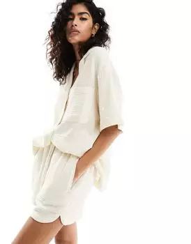 Шорты для бега ASOS из плотного хлопкового плетения цвета экрю