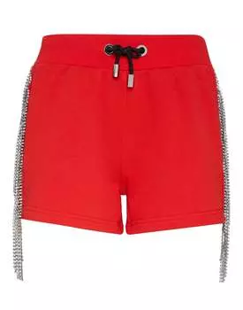 Шорты для бега с бахромой из кристаллов PHILIPP PLEIN, красный