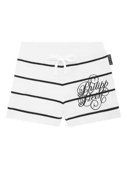 Шорты для бега в рубчик Philipp Plein, белый
