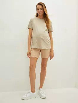 Шорты для беременных из льняной ткани с эластичной резинкой на талии и простыми карманами LCWAIKIKI Maternity