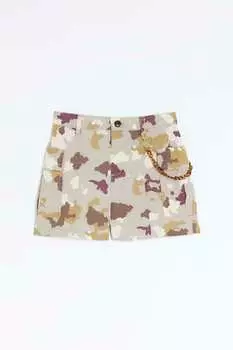 Шорты для девочек без застежки с камуфляжным мотивом River Island, зеленый