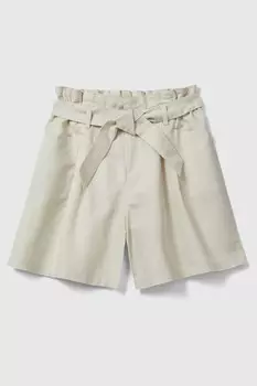 Шорты для девочек другого цвета из смесового льна Benetton, бежевый