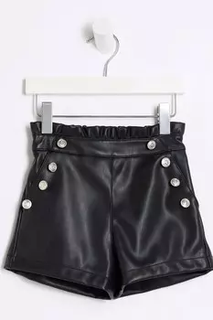 Шорты для девочек River Island из искусственной кожи, черный