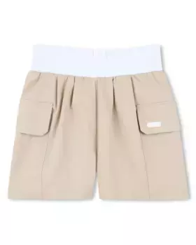 Шорты для девочек с контрастным эластичным поясом DKNY, бежевый