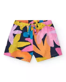 Шорты для девочек с принтом, эластичным поясом и шнурком Tuc tuc, мультиколор