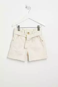 Шорты для девочек с талией в виде бумажного пакета River Island, бежевый