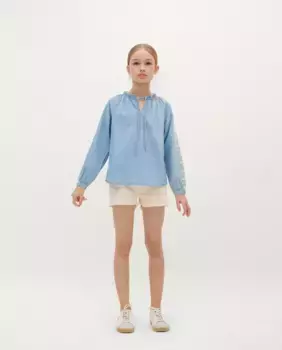 Шорты для девочек с застежкой на пуговицы и потертым подолом Scalpers, белый