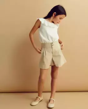 Шорты для девочек со складками Coconut El Corte Ingls, бежевый