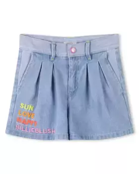 Шорты для девочек со складками из 100% хлопкового денима Billieblush, голубой