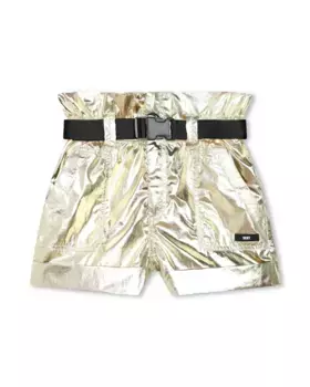 Шорты для девочки из металлизированной ткани с поясом DKNY, золотой
