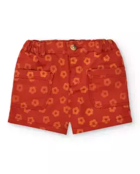 Шорты для девочки с карманами и цветочным принтом Tuc tuc, красный