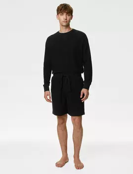 Шорты для домашней одежды из чистого хлопка Marks & Spencer, черный