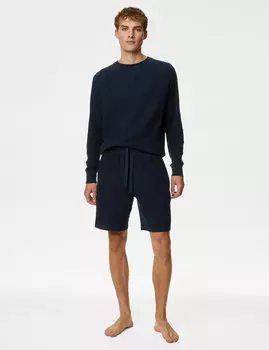 Шорты для домашней одежды из чистого хлопка Marks & Spencer, темно-синий