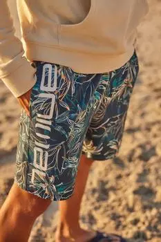Шорты для досок с принтом и эластичной резинкой на талии, полубрюки для плавания и серфинга Animal, синий