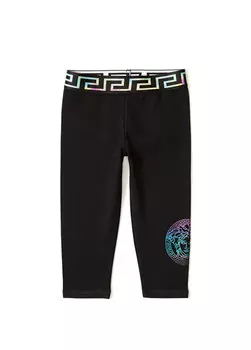 Шорты для маленьких девочек с черной лентой с логотипом Versace