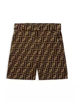 Шорты для маленьких мальчиков и мальчиков с логотипом FF Fendi, коричневый
