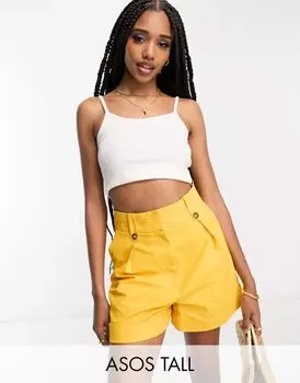 Шорты для мамы из смесового льна с петлями для ремня ASOS DESIGN Tall Citrus
