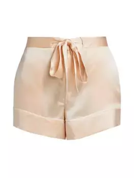 Шорты для отдыха из шелкового атласа Kiki De Montparnasse, цвет blush with ivory piping