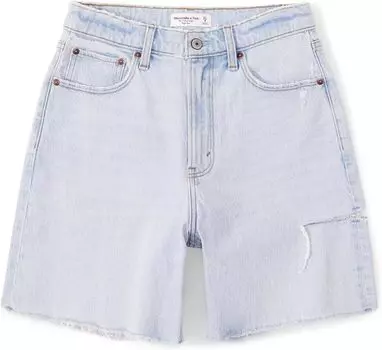 Шорты для папы 7 дюймов Curve Love с высокой посадкой Abercrombie & Fitch, цвет Light Destroy