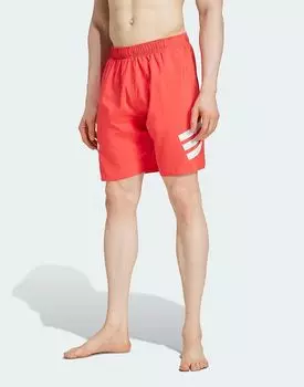 Шорты для плавания adidas Performance с тремя полосками, 8 дюймов, красного цвета