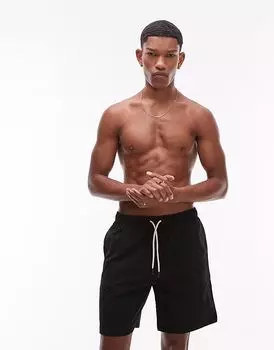 Шорты для плавания ARKET средней длины с завязками черного цвета