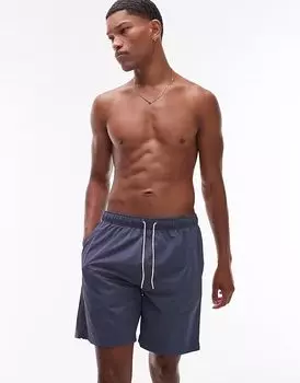 Шорты для плавания ARKET средней длины со шнурком, средне-синего цвета