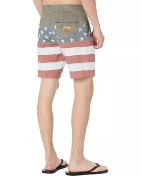 Шорты для плавания Billabong Stars and Stripes Tribong Lo Tides 19" Boardshorts, цвет Red/White/Blue