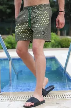 Шорты для плавания цвета хаки в горошек 2950 MADMEXT