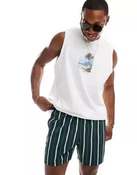 Шорты для плавания Hollister 5 дюймов в темно-зеленую полоску