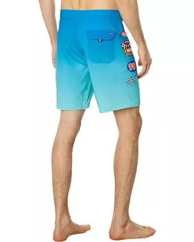 Шорты для плавания Hurley Phantom-Eco Nascar Flames 18" Boardshorts, цвет Arctic Neon
