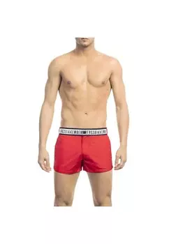 Шорты для плавания из полиамида с черно-белым принтом Bikkembergs, красный