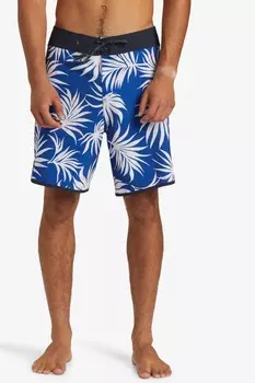 Шорты для плавания из серф-шёлка с узором в виде листьев Quiksilver, синий