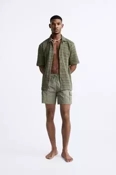 Шорты для плавания карго ZARA, средний хаки