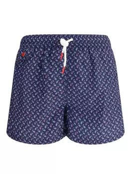 Шорты для плавания Kiton с узором пейсли, синий