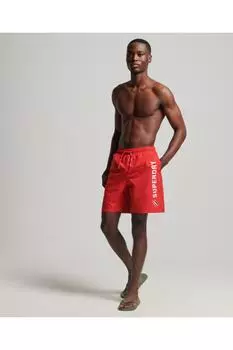 Шорты для плавания - красные - слоган SUPERDRY, красный