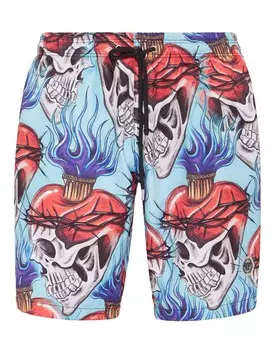 Шорты для плавания Love Tattoo Philipp Plein, цвет Turquoise/Red