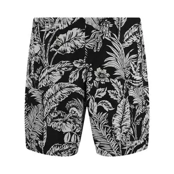Шорты для плавания Palm Angels Jungle Parrots, цвет Черный/Белый