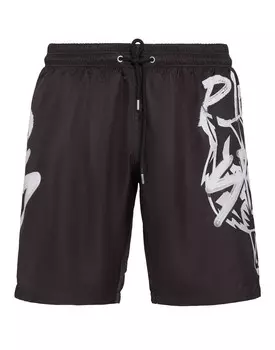 Шорты для плавания Plein Sport Board Shorts Tiger, черный
